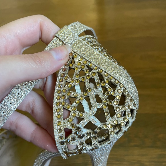 Thalia Sodi Gold Rhinestone Open Platform Heels - Picture 8 of 10